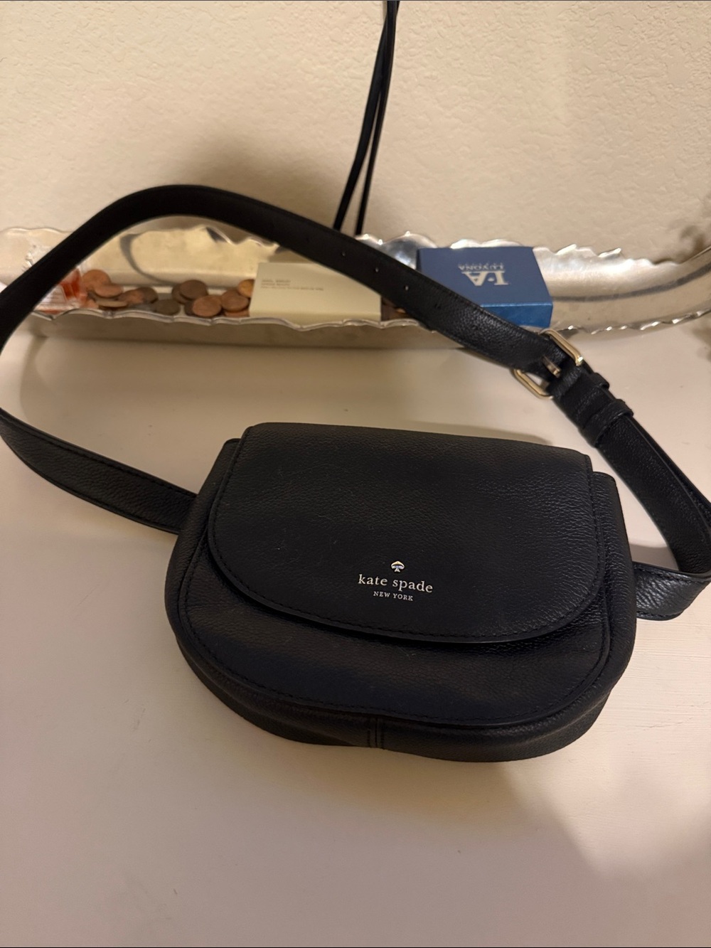 kate spade Black Leather Crossbody Saddle Belt